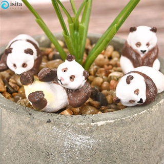 Isita ตุ๊กตาหมีแพนด้าเรซิ่น ขนาดเล็ก สําหรับตกแต่งสวนบอนไซ DIY