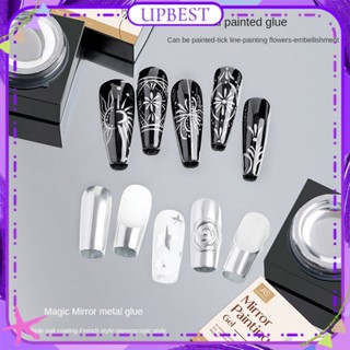 ♕ As High-density Demon Mirror Nail Polish Gel Super Bright Mirror Metal Hook Edge Painted Glue Canned Phototherapy Glue Nail Art For Nail Shop 5ml 2 Designs UPBEST