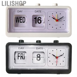 Lilishop Calendar Desk Table Alarm Clock Manual Jump Desktop Simple Rectangle for Home Office Decoration Ornament