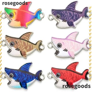 Rosegoods1 จี้ฉลามโลหะ รูปปลาฉลาม สําหรับทําเครื่องประดับ DIY