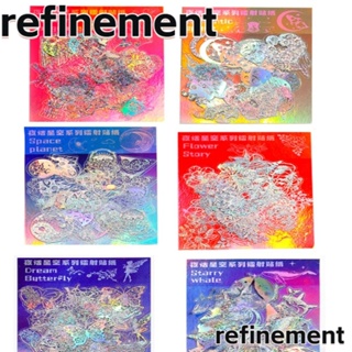 Refinement สติกเกอร์โฮโลแกรม กลิตเตอร์ ลายดอกไม้ สีเงิน สําหรับติดตกแต่ง DIY 270 ชิ้น