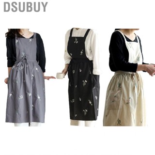 Dsubuy Cooking Apron  Fine Workmanship Tie Design Baking Flower Embroidery for Coffee Shop