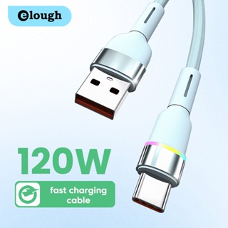 Elough สายชาร์จ USB C 120W 6A Type C ชาร์จเร็ว พร้อมไฟหลากสี