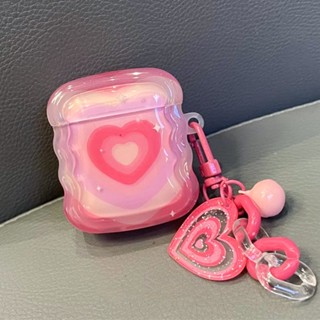 เคสหูฟังไร้สาย ลายหัวใจ พร้อมจี้ สําหรับ AirPods 1 2 3 Pro 2