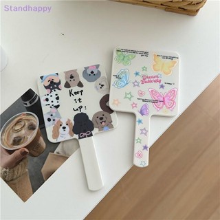 Standhappy ใหม่ กระจกแต่งหน้า ทรงสี่เหลี่ยม พร้อมที่จับ สําหรับร้านเสริมสวย สปา