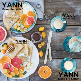 Yann1 ที่รองแก้วเซรามิก ทรงกลม 4 นิ้ว 100% กันลื่น สําหรับห้องอาหาร 6 ชิ้น