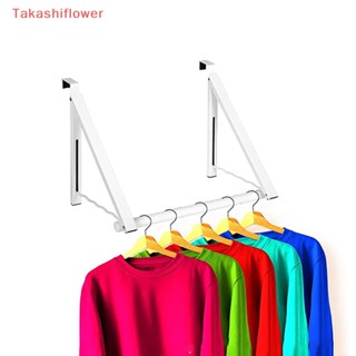 (Takashiflower) ตะขอแขวนเสื้อผ้า แบบติดผนัง พับเก็บได้ ประหยัดพื้นที่ สําหรับห้องน้ํา ระเบียง