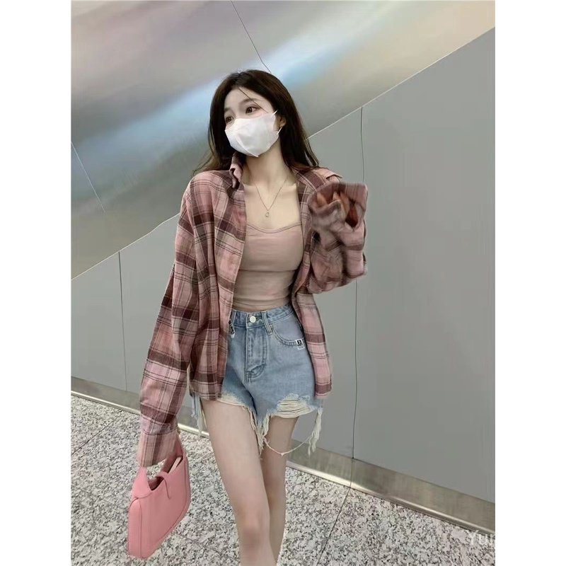 เสื้อแจ็กเก็ต คอปกโปโล แขนยาว ลายสก๊อต สีชมพู แฟชั่นฤดูใบไม้ผลิ ฤดูร้อน สําหรับผู้หญิง 2023 SE2582 ราคา ถูกที่สุด ดีลบีเคเค แกลเลอรีภาพที่ 5