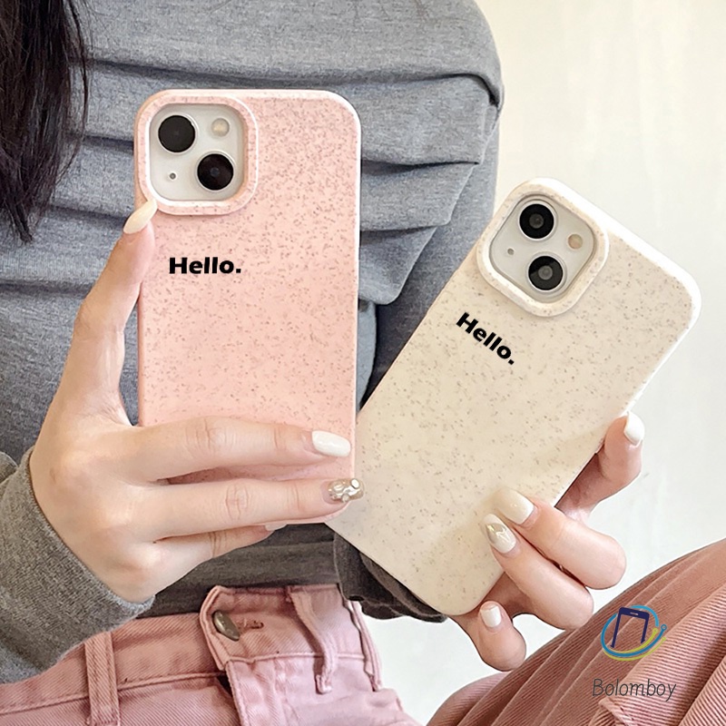 เคสโทรศัพท์ข้าวสาลีคู่ for Iphone 11 12 13 14 15 Pro Max XR 7 6 8 Plus X XS SE สวัสดี อ่อนนุ่ม สีชมพูขาว เคสมือถือ