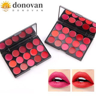 Donovan พาเลทลิปสติก ลิปกลอส เนื้อแมตต์ พร้อมกระจก กันน้ํา ติดทนนาน 15 สี ไม่เหนียวติด สไตล์เกาหลี