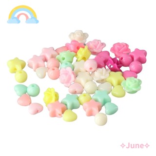 June ลูกปัดอะคริลิค รูปดอกกุหลาบ สีแคนดี้ สําหรับทําเครื่องประดับ DIY 732 ชิ้น