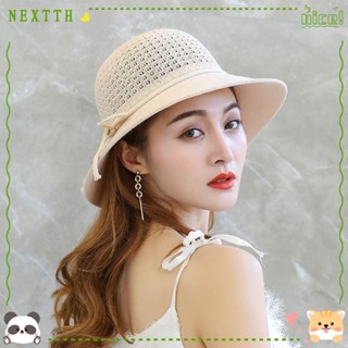 Nextth หมวกฟางปีกกว้าง ผ้าโพลีเอสเตอร์ กันแดด สีชมพู สําหรับผู้หญิง