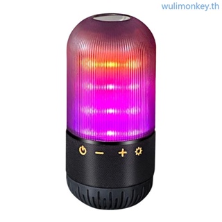 Wu ลําโพงไร้สาย แบบพกพา 9 สี LED ธีมแฮนด์ฟรี สําหรับการเดินทางกลางแจ้ง