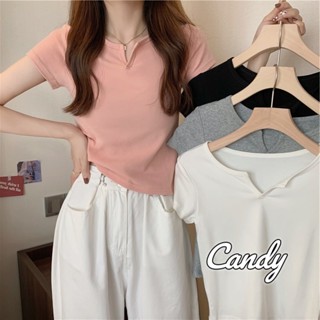 Candy Kids เสื้อครอป เสื้อแฟชั่นผู้หญิง สีพื้น สําหรับผู้หญิง ใส่ไปคลับ ปาร์ตี้ 2023 NEW WTX23903H0 36Z230905