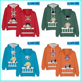 เสื้อกันหนาวลําลอง แขนยาว มีฮู้ด ลายการ์ตูนอนิเมะ One Piece 3 มิติ แฟชั่นสําหรับผู้ชาย และผู้หญิง