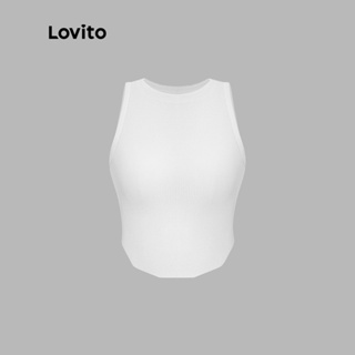 Lovito เสื้อถักน่ารัก สีพื้น เบสิก สำหรับสตรี L54ED055 (กากี/น้ำคาล/ขาว/ชมพู/เขียว/น้ำเงิน/ดำ)