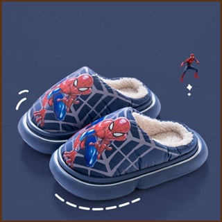 Kira Spider-Man รองเท้าสลิปเปอร์ ผ้ากํามะหยี่ขนนิ่ม กันลื่น ให้ความอบอุ่น ลายการ์ตูนน่ารัก เหมาะกับหน้าหนาว สําหรับเด็ก และผู้ใหญ่