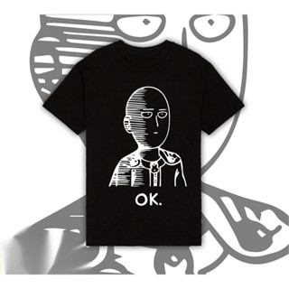 พิมพ์ลาย ONE PUNCH-MAN อะนิเมะไซตามะพิมพ์ลายอินเทรนด์แฟชั่นแขนสั้นผ้าฝ้ายหล่อ เสื้อยืด