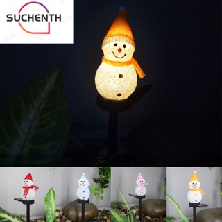 Suchenth โคมไฟ LED พลังงานแสงอาทิตย์ รูปสโนว์แมน สําหรับตกแต่งสวน รั้ว กลางแจ้ง