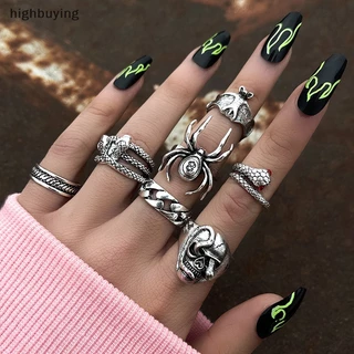 [highbuying] 7 ชิ้น / เซต แหวนงูพังก์ สําหรับผู้หญิง โกธิค แมงมุม ผู้ชาย แฟชั่น เครื่องประดับ ของขวัญ อุปกรณ์ใหม่ พร้อมส่ง