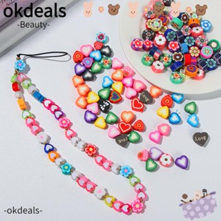 Okdeals จี้ดินโพลิเมอร์ รูปหัวใจ ดอกพลัม 10 มม. สําหรับทําเครื่องประดับ 50 ชิ้น