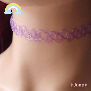 June สร้อยคอโชคเกอร์ หลายสี ยืดได้ โกธิค เครื่องประดับ รอยสัก โชคเกอร์