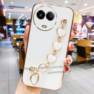 Phone Case Realme 11 5G 4G C51 NFC 2023 เคสโทรศัพท์มือถือแบบนิ่ม TPU กันกระแทก พร้อมสายคล้อง รูปหัวใจ พกพาง่าย สําหรับ