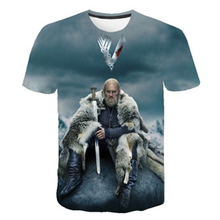 เสื้อยืด พิมพ์ลาย Vikings สไตล์ฮาราจูกุ