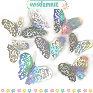 Wisdomest สติกเกอร์ ลายผีเสื้อ 3D DIY สําหรับติดตกแต่งผนังบ้าน ปาร์ตี้ 12 ชิ้น ต่อแพ็ก