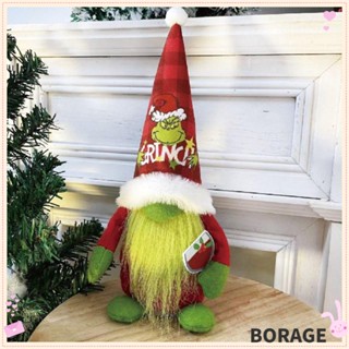 Borag ตุ๊กตาโนมไร้หน้า ผ้ากํามะหยี่ขนนิ่ม ขนนิ่ม สีเขียว สําหรับตกแต่งบ้าน คริสต์มาส