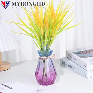 Myronghd 2 ชิ้น หูข้าวสาลี ตกแต่งงานแต่งงาน สไตล์คันทรี่ หญ้าข้าวสาลี สีทอง ดอกไม้ปลอม