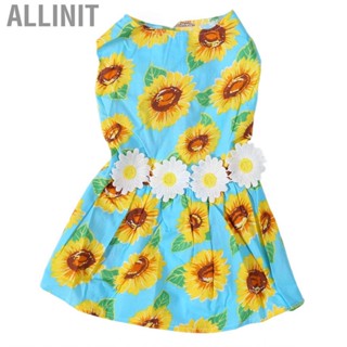 Allinit Floral Dog  Cute Daisy Pattern Comfortable Girls Puppy Clothes for Small Dogs Cats Spring Summer dogs costumes