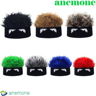 Anemone หมวกบีนนี่ถัก ขนปุยนิ่ม ไร้ขอบ ระบายอากาศ ลายหัวกะโหลก สําหรับปาร์ตี้