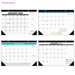 Thevantin 2023 ปฏิทินตั้งโต๊ะ แบบติดผนัง 18 เดือน สีดํา สไตล์คลาสสิก สําหรับสํานักงาน