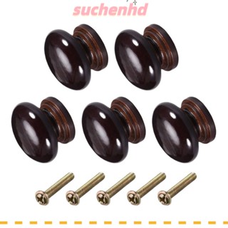 Suchenhd ลูกบิดลิ้นชัก สีน้ําตาลเข้ม ดึงตู้ไม้ ฮาร์ดแวร์ พร้อมสกรู รูปเห็ด สําหรับลิ้นชัก ตู้เสื้อผ้า โต๊ะเครื่องแป้ง