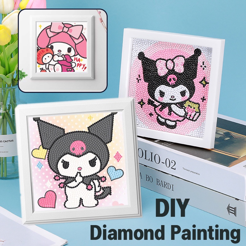 พร้อมส่ง！！DIYครอสติสคริสตัล พร้อมกรอบ ลายซานริโอ้น่ารัก 5D ของเล่นเด็ก