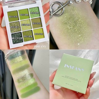 ขายดี#INSFANY Avocado Jam Nine Color อายแชโดว์ เนื้อแมตต์ โพลาไรซ์ ประกายมุก สีเขียว 8cc