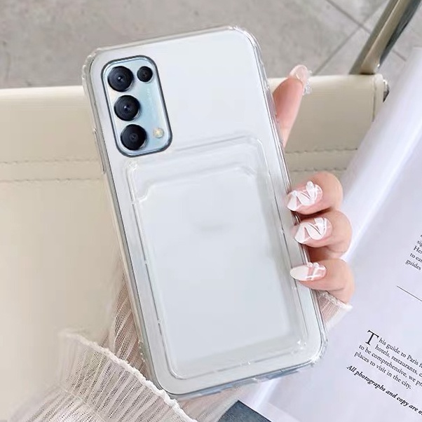 เคสโทรศัพท์มือถือแบบใส กันกระแทก พร้อมช่องใส่บัตร สําหรับ OPPO A60 4G Reno 8z 7z A17 A17K A16 A16K A54 A76 A15