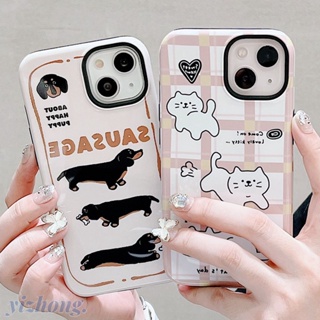 2 in 1 เคสโทรศัพท์มือถือ TPU นิ่ม กันรอยขีดข่วน กันกระแทก ลายสุนัข แมว สําหรับ iPhone 11 15 14 Pro Max 12 13