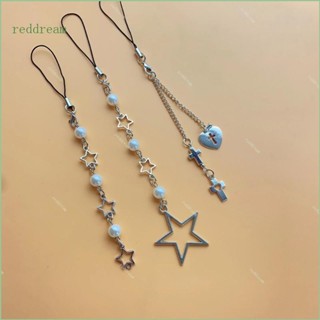 Redd สายคล้องโทรศัพท์มือถือ จี้รูปดาวห้าแฉกน่ารัก สีแดง สําหรับห้อยกุญแจรถยนต์ กระเป๋าสตางค์ผู้หญิง