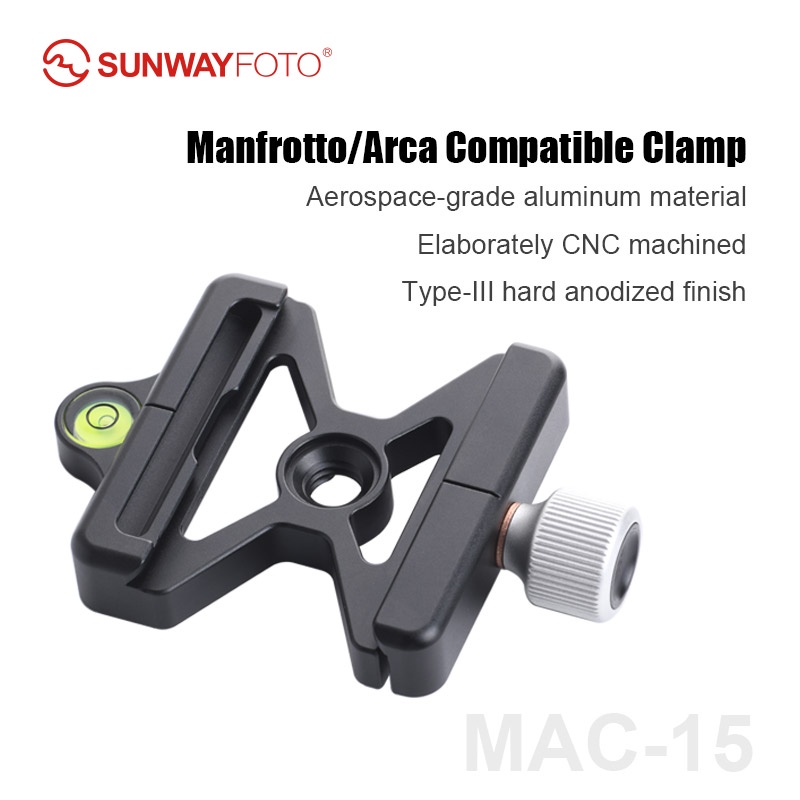 SUNWAYFOTO MAC-15 ขาตั้งกล้อง Ballhead Quick Release Clamp, Arca,RRS, 200PL-14 QR Plate เข้ากันได้กั