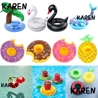 Karen 1 ชิ้น ที่วางเครื่องดื่มเป่าลม ของเล่นเด็ก บาร์ ที่รองแก้ว สระว่ายน้ํา ลอยน้ํา