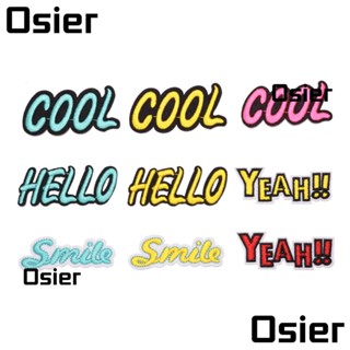 Osier1 แผ่นแพทช์ ปักลายตัวอักษรภาษาอังกฤษ หน้ายิ้ม หลากสี สําหรับเย็บเสื้อแจ็กเก็ต งานฝีมือ 18 ชิ้น