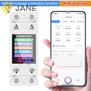 Jane Tuya เครื่องวัดพลังงานรางดิน WIFI AC 220V 110V 100A สวิตช์อัจฉริยะดิจิทัล รีโมตคอนโทรล โวลต์แอมป์ Kwh เฟสเดียว สําหรับบ้าน