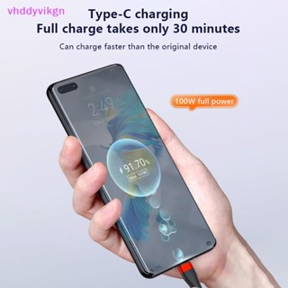 Vhdd สายชาร์จ 100W 6A USB เป็น Type C 3 In 1 ไนล่อนถัก ชาร์จเร็ว คุณภาพสูง สําหรับ Huawei Xiaomi Samsung TH