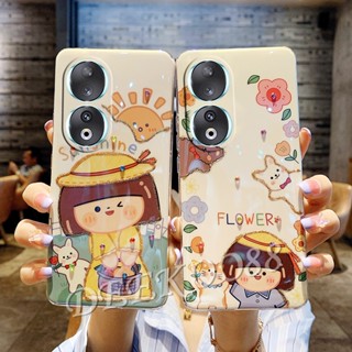 เคสโทรศัพท์มือถือแบบนิ่ม กันกระแทก แต่งกลิตเตอร์ เพชร ดอกไม้น่ารัก ระยิบระยับ หรูหรา สําหรับ Honor90 90Lite Honor 90 Lite Pro 5G