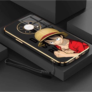 เคสโทรศัพท์มือถือ ซิลิโคนนิ่ม กันรอยกล้อง ลายการ์ตูนลูฟี่ OnePiece หรูหรา พร้อมสายคล้อง สําหรับ Honor X9 5G