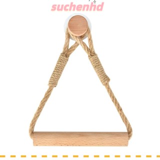 Suchenhd ที่ใส่กระดาษ ไม้ และเชือก สกรูแหวนผ้าขนหนู ไร้รอยต่อ แหวนติดผนัง สไตล์โบราณ สําหรับห้องน้ํา บ้าน