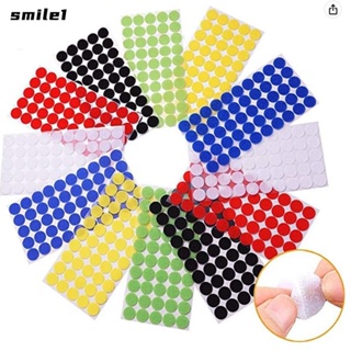 Smile ตะขอห่วงไนล่อน ลายจุด มีกาวในตัว หลากสีสัน สําหรับตกแต่งบ้าน DIY