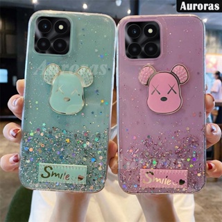 เคสโทรศัพท์มือถือแบบนิ่ม ใส แต่งกลิตเตอร์ ลายการ์ตูนหมี สําหรับ Honor X6A X6 X8A X8 X6S X6 X8 X8A X6A